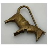 Antique Brass Horse Lock (Missing Key) 2 1/4" L x 1 3/4" H x 3/8" W