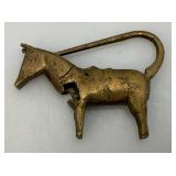 Antique Brass Horse Lock (Missing Key) 2 1/4" L x 1 3/4" H x 3/8" W