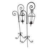 DR - Pair of 64-Inch Wrought Iron Candle Lantern Stands