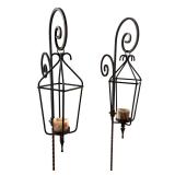 DR - Pair of 64-Inch Wrought Iron Candle Lantern Stands