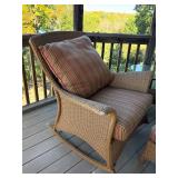 O - Lloyd Flanders Wicker Patio Set with 2 Rocker Chairs, Ottoman, and Glass Top Table