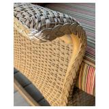 O - Lloyd Flanders Wicker Patio Set with 2 Rocker Chairs, Ottoman, and Glass Top Table