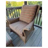 O - Lloyd Flanders Wicker Patio Set with 2 Rocker Chairs, Ottoman, and Glass Top Table