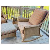 O - Lloyd Flanders Wicker Patio Set with 2 Rocker Chairs, Ottoman, and Glass Top Table