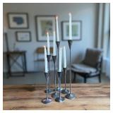 DR - Set of 7 Pottery Barn Metal Taper Candle Holders