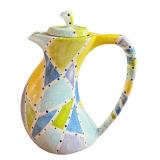 DR - Hand Painted Whimsical Ceramic Pitcher with Lid