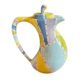 DR - Hand Painted Whimsical Ceramic Pitcher with Lid