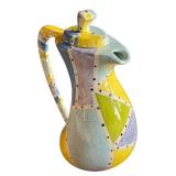 DR - Hand Painted Whimsical Ceramic Pitcher with Lid