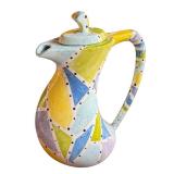 DR - Hand Painted Whimsical Ceramic Pitcher with Lid