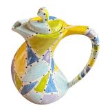 DR - Hand Painted Whimsical Ceramic Pitcher with Lid