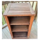 O - Teak 3-Shelf Bookcase with Slatted Sides