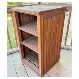 O - Teak 3-Shelf Bookcase with Slatted Sides