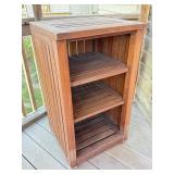 O - Teak 3-Shelf Bookcase with Slatted Sides