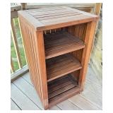 O - Teak 3-Shelf Bookcase with Slatted Sides