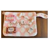 DR - Henri Bendel Pink Polka Dot Bikini Bag with Snow Fox Jade Roller and 2 Soaps