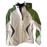 DR - The North Face Womens Medium Hooded Jacket Green and White