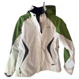 DR - The North Face Womens Medium Hooded Jacket Green and White