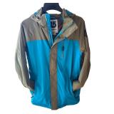 O - Burton Dryride Blue and Olive Hooded Jacket Size Small