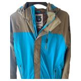 O - Burton Dryride Blue and Olive Hooded Jacket Size Small