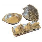 Pottery Barn Barona Serveware Set with Tray, Bowls, Spoons, and Grape Leaf Dish