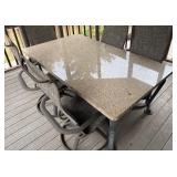 P - Granite Top Patio Table with 6 Swivel Chairs
