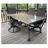 P - Granite Top Patio Table with 6 Swivel Chairs