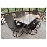 P - Granite Top Patio Table with 6 Swivel Chairs