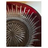 LL - Waterford Lis Diamond Red Lead Crystal Large Bowl