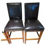 LL - Set of 4 Yuan Bao Black Faux Leather Barstools