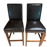 LL - Set of 4 Yuan Bao Black Faux Leather Barstools