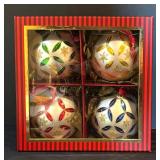 LL - Waterford Holiday Heirlooms Set of 4 Glass Christmas Ornaments