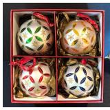 LL - Waterford Holiday Heirlooms Set of 4 Glass Christmas Ornaments