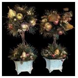 LL - Pair of 24-Inch Festive Topiary Arrangements with Shimmering Accents