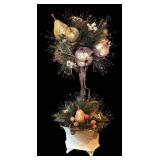 LL - Pair of 24-Inch Festive Topiary Arrangements with Shimmering Accents