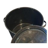 LL - Pair of Large Stock Pots with Lids, Stainless Steel and Enamel
