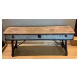 DR - Industrial Style Metal and Wood Accent Table or Plant Stand