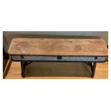 DR - Industrial Style Metal and Wood Accent Table or Plant Stand