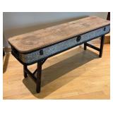 DR - Industrial Style Metal and Wood Accent Table or Plant Stand