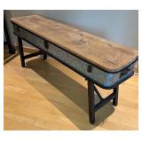 DR - Industrial Style Metal and Wood Accent Table or Plant Stand