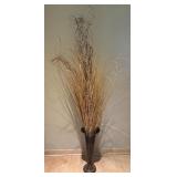 LL - Decorative Bronze-Finish Vase with Dried Stems