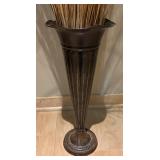 LL - Decorative Bronze-Finish Vase with Dried Stems