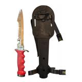 LL - Dacor 12-Inch Stainless Steel Dive Knife with Red Grip and Sheath