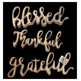 LL - Set of 3 Inspirational Script Wall Decor Signs Blessed ,Grateful and Thankful