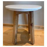 LR - Granite Top Accent Table with Wood Legs
