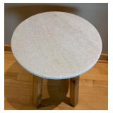 LR - Granite Top Accent Table with Wood Legs
