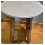 LR - Granite Top Accent Table with Wood Legs