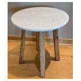 LR - Granite Top Accent Table with Wood Legs
