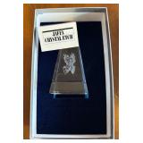 LR - Jaffa Etched Crystal Obelisk Decor with Eagle Design