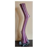 LR - Vintage Art Glass Vase with Purple Swirl