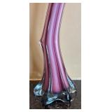 LR - Vintage Art Glass Vase with Purple Swirl
